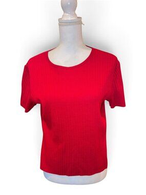 St. John Womens Red Knit Short Sleeve Top Size S